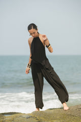 AMAL BACKLESS TOP - BLACK