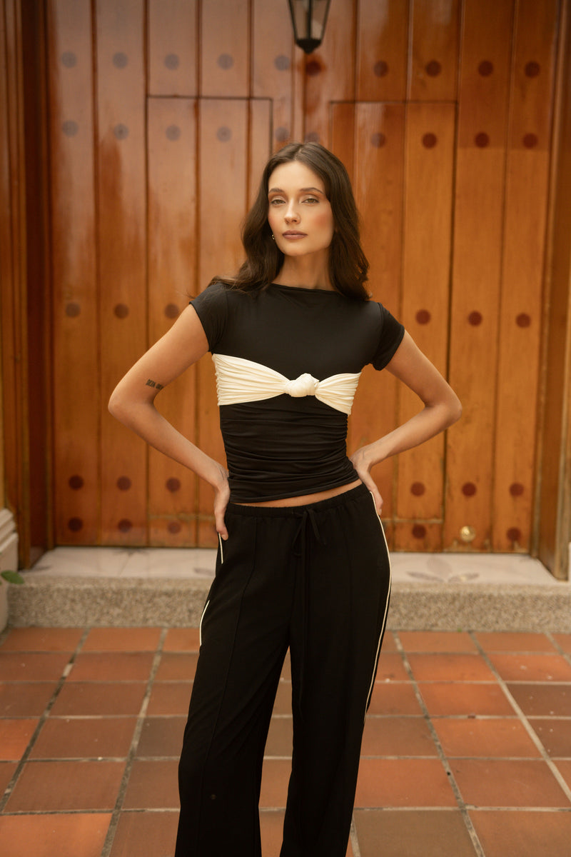 NUDO TEE - BLACK/IVORY