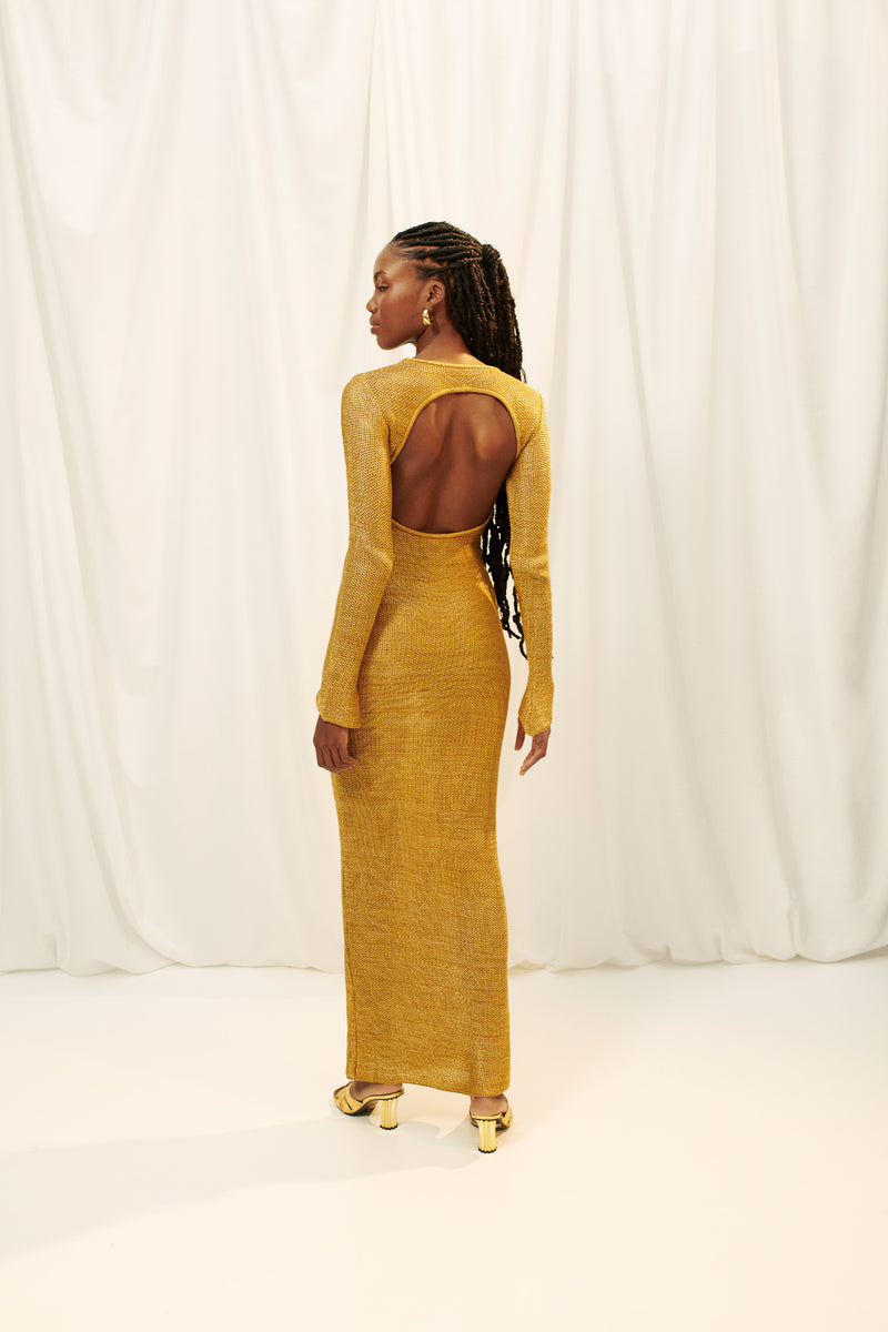 VESTIDO TABACO Y RON - GOLD
