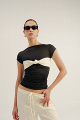 NUDO TEE - BLACK/IVORY