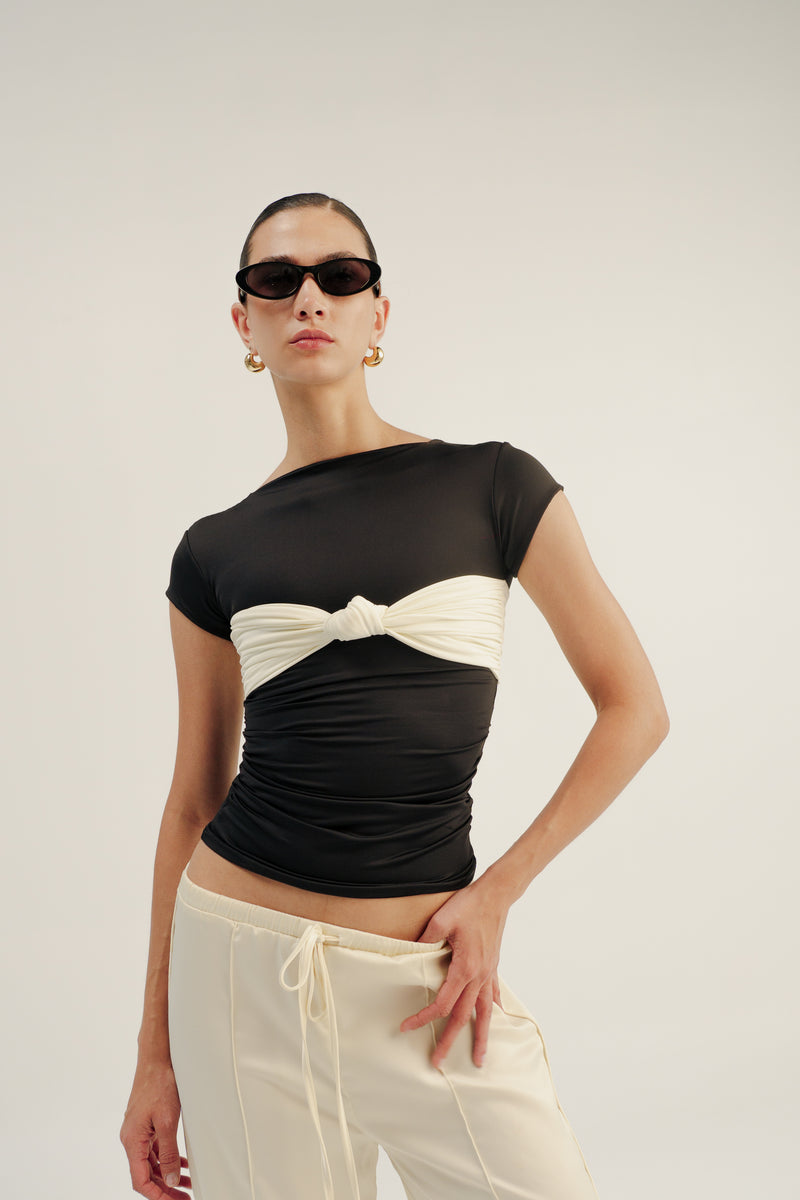 NUDO TEE - BLACK/IVORY